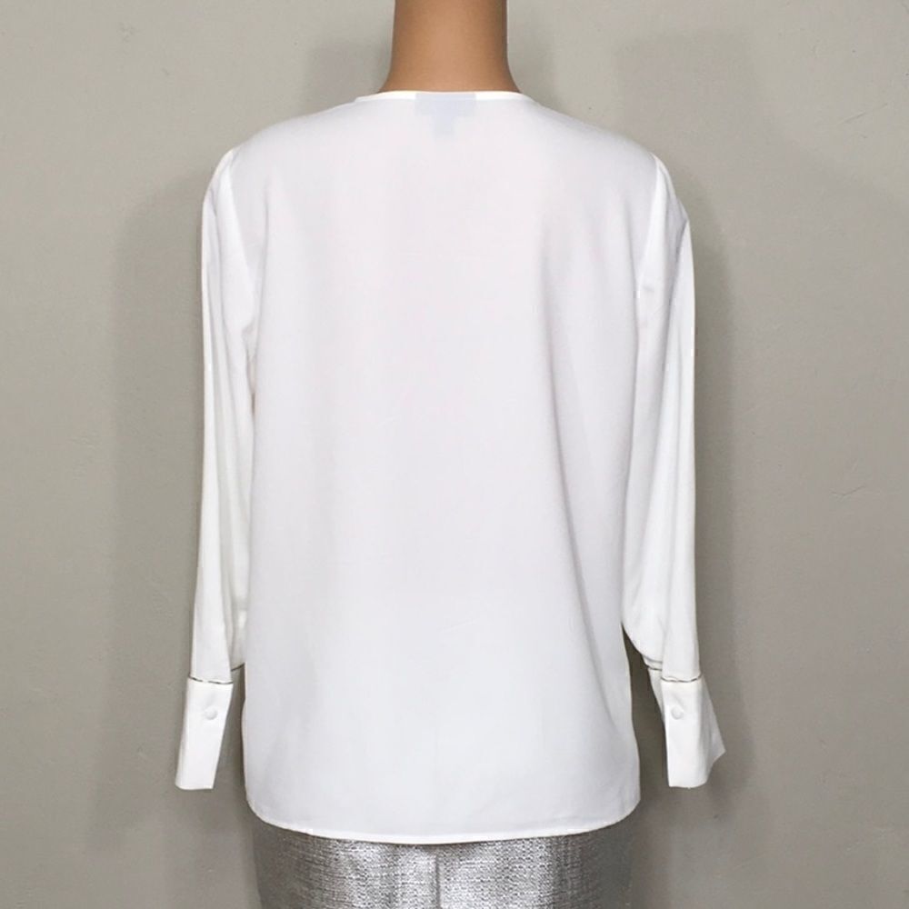 Alfani white long sleeve beaded top. - Picture 6 of 10